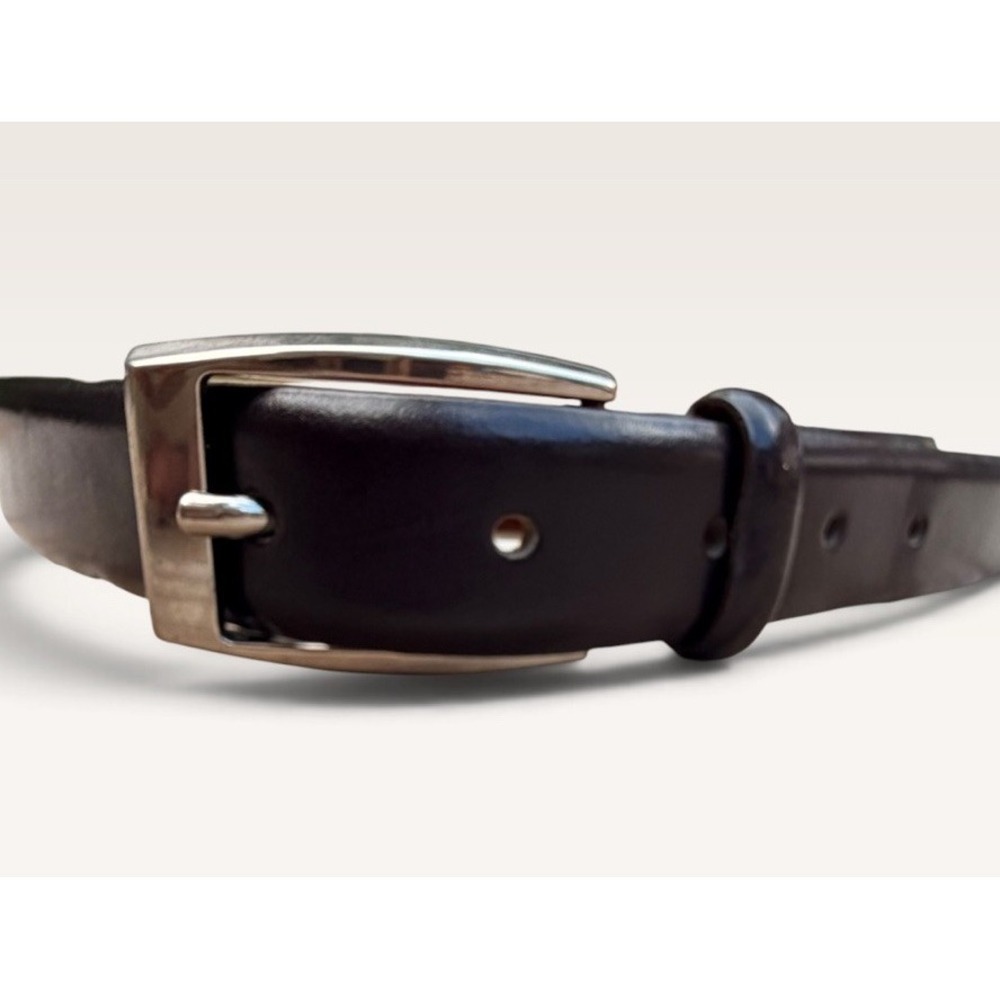 1 Inch Women's Italian Leather Belt Xs Small Black Silver Buckle